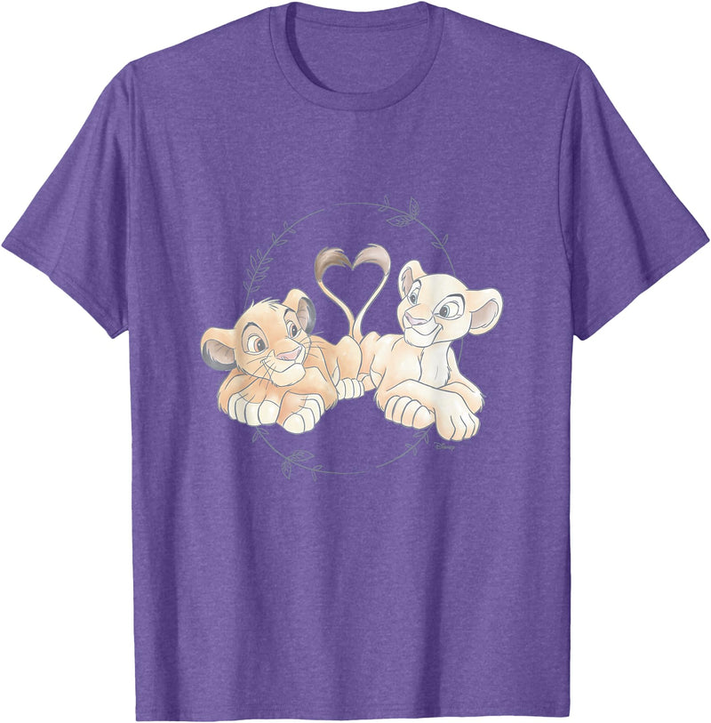 Disney The Lion King - Simba Nala Heart T-Shirt - Purple Heather