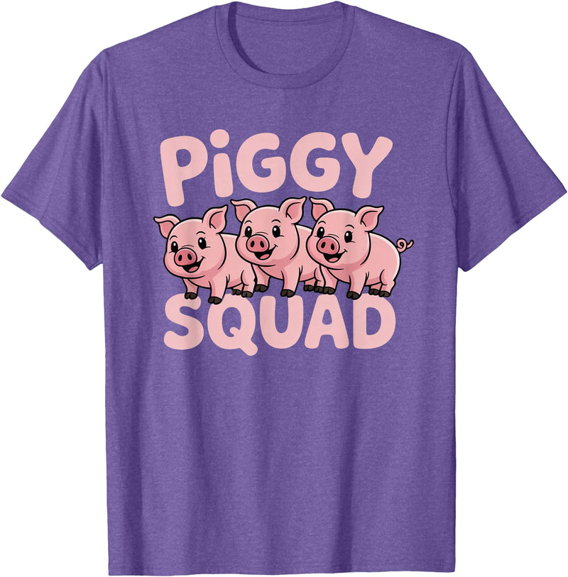 Piggy Squad - Matching Outfit Pig Lover Design T-Shirt - Purple Heather