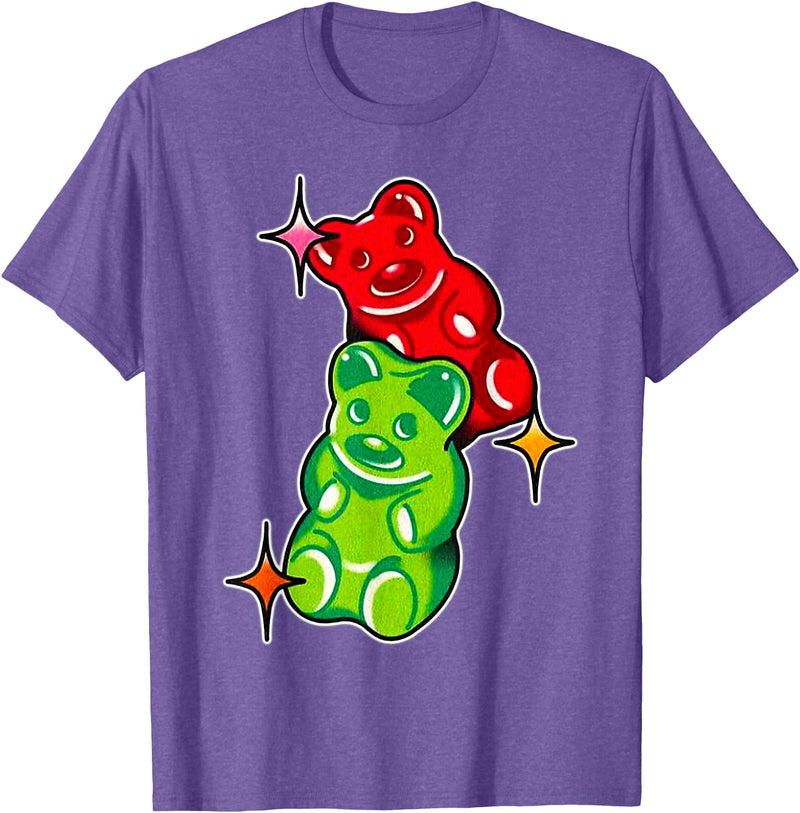 Urban Empyre Gummy Bear Candy Red Green T-Shirt - Purple Heather
