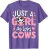 Funny Cow Farm Animal Lover Cow Cute Just a Girl Who Loves Cows T-Shirt - Purple Heather