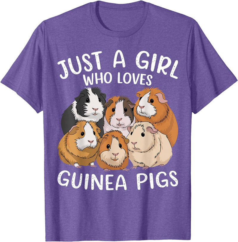 Funny Guinea Pig Lover Guinea Pigs Just a Girl Who Loves Guinea Pig T-Shirt - Purple Heather