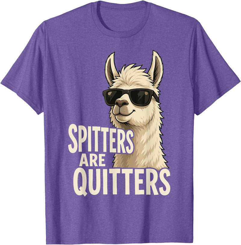 Inappropriate Funny Meme Tee Funny Llama Spitters are Quitters Adult Humor T-Shirt - Purple Heather