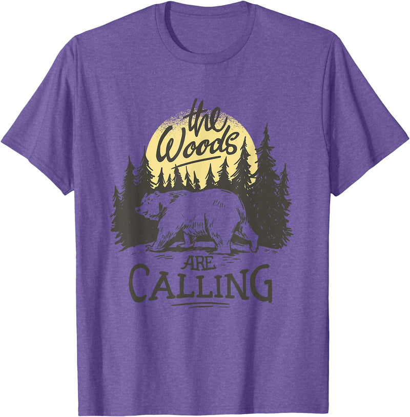 Funny Bear Themed Apparel & Accessories The Woods are Calling Cool Nature Bear Graphic T-Shirt - Purple Heather
