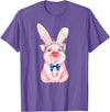 Dibble Dabble Easter Designs Adorable Easter Pig with Easter Bunny Ears - Easter Pig T-Shirt - Purple Heather
