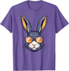Bunny Rabbit Wearing Sunglasses Easter Funny Graphic T-Shirt in Purple Heather