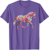 Horse Designs. Horse Flower Equestrian Riding Floral Pattern Graphic T-Shirt - Purple Heather