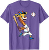 Giraffe Baseball Lover Giraffe Playing Baseball Boys Girls Kids Giraffe Animal T-Shirt - Purple Heather