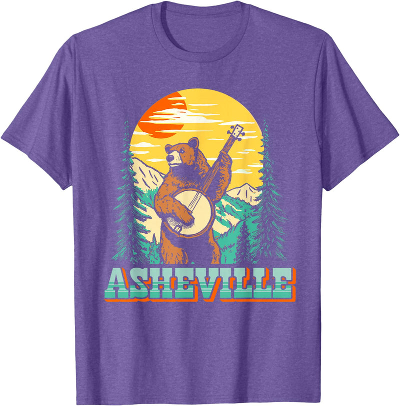 The Thrift Garage Asheville North Carolina Banjo Bear Vintage Nature T-Shirt - Purple Heather