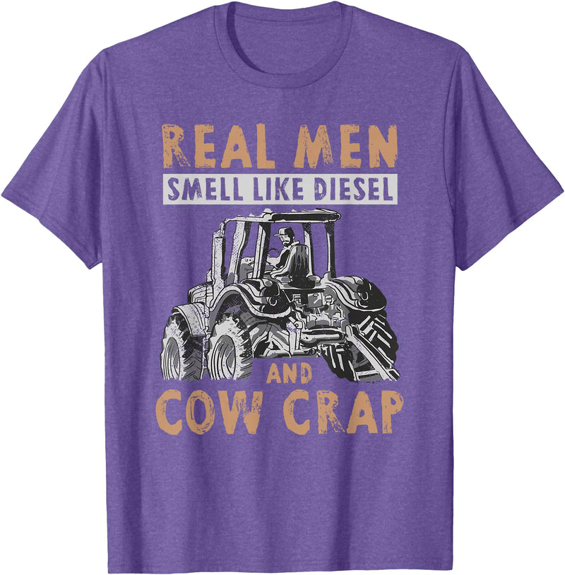 Farmer Apparel Real Men Smell Like Diesel And Cow Crap T-Shirt - Purple Heather
