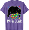 Autism Awareness Neurodiversity Support Apparel Papa Bear Autism Awareness Puzzle Neurodiversity Support T-Shirt - Purple Heather