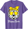 Mama Bear Face Apparel Softball Mama Bear With Sunglasses Bandana Momma Mothers Dy T-Shirt - Purple Heather