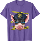 Wowsome! Pig Police Farmer Pig Farm Animal Lover T-Shirt - Purple Heather