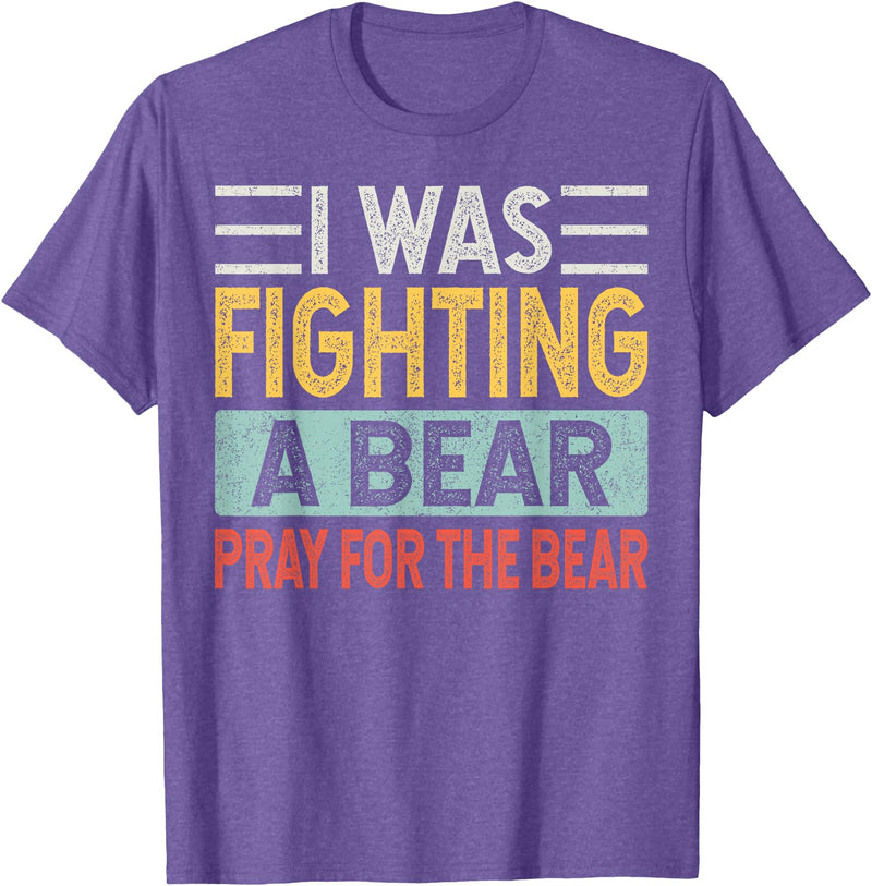 Broken Arms Legs Injury Get Well Soon Recovery Funny Accident Humor Get Well Soon - I Was Fighting A Bear T-Shirt - Purple Heather