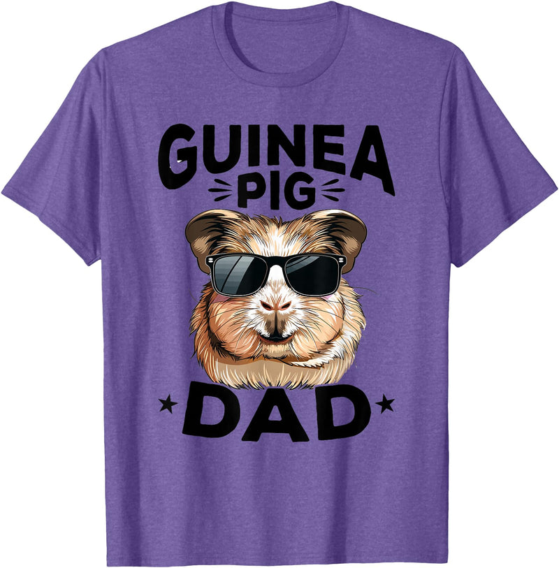 Funny Guinea Pig Pet Lover Rodent Lover Graphics Funny Guinea Pig Pet Lover Rodent Animal Guinea Pig Dad T-Shirt - Purple Heather