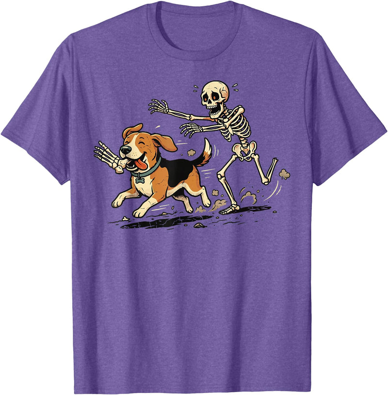 Halloween Costume Spooky Skeleton Beagle Beagle Skeleton Halloween T-Shirt - Purple Heather