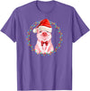 Dibble Dabble Holidays Sweet Pig with Santa Hat Pig Lover Christmas T-Shirt - Purple Heather