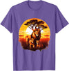 Safari Animal Art Lion Wildlife Safari Tiger African Animal Lovers Savanna T-Shirt - Purple Heather