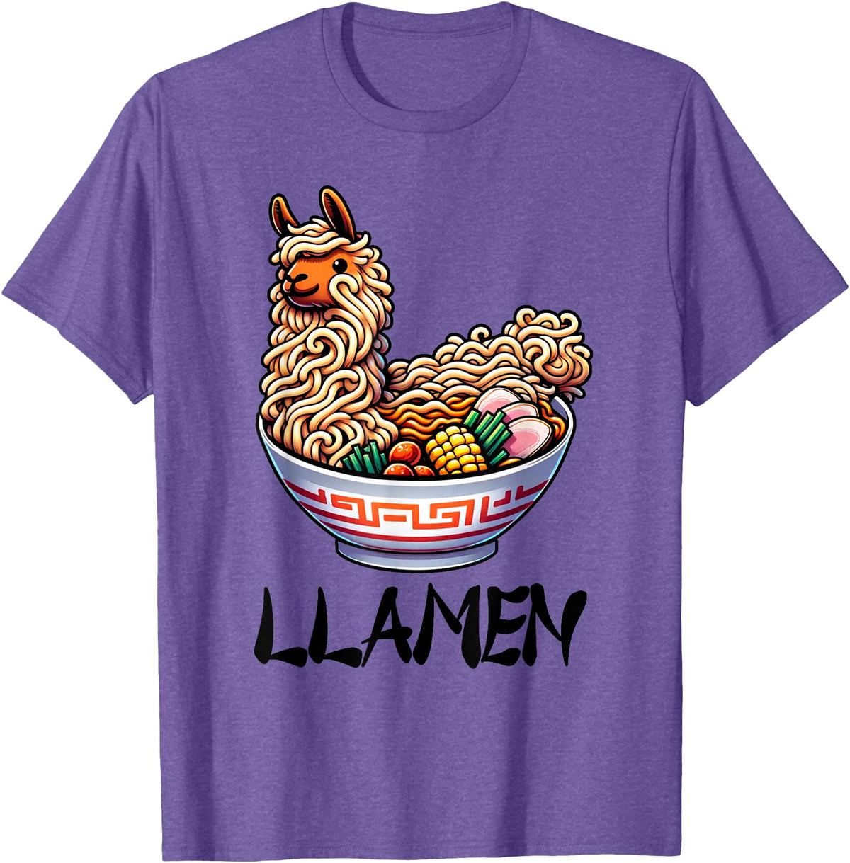 Alpaca LLama Lama Llamen Ramen Chinese Food Llamen Noodles Chinese Food Alpaca Llama Lover T-Shirt - Purple Heather