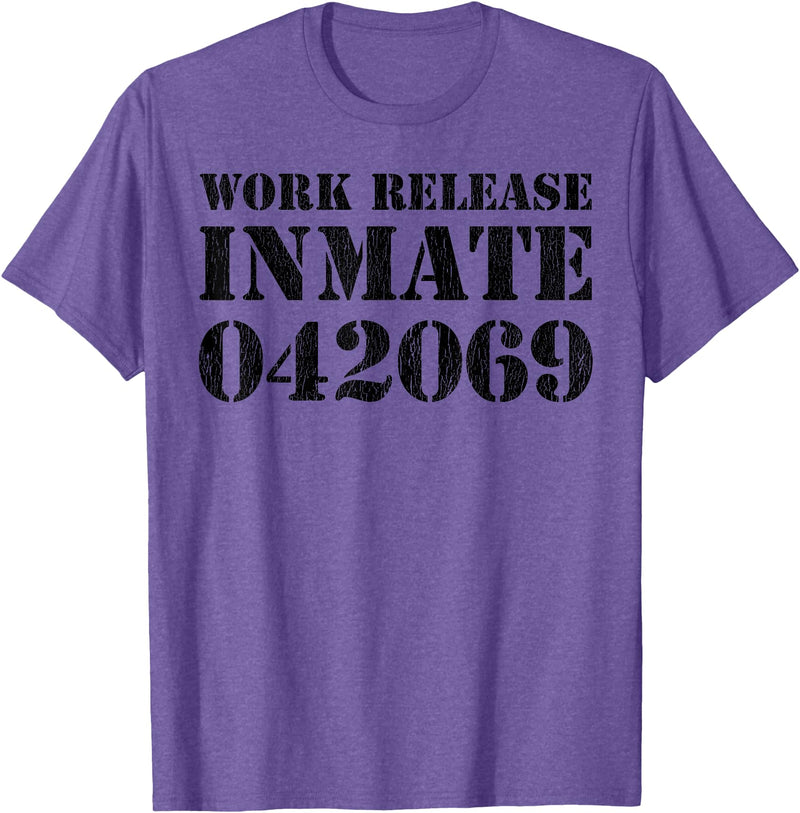 Jail Inmate Costumes by Moxio Orange Prisoner Halloween Costume Work Release Inmate T-Shirt - Purple Heather