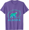 Funny Polar Bear Alaska Day Northern Light Gift Alaska Polar Bear with Polar Lights and Stars T-Shirt - Purple Heather