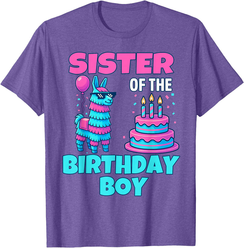 gaming gamer Birthday Llama Pinata Family Apparel Sister Birthday Boy Llama Pinata Party family mathing women T-Shirt - Purple Heather