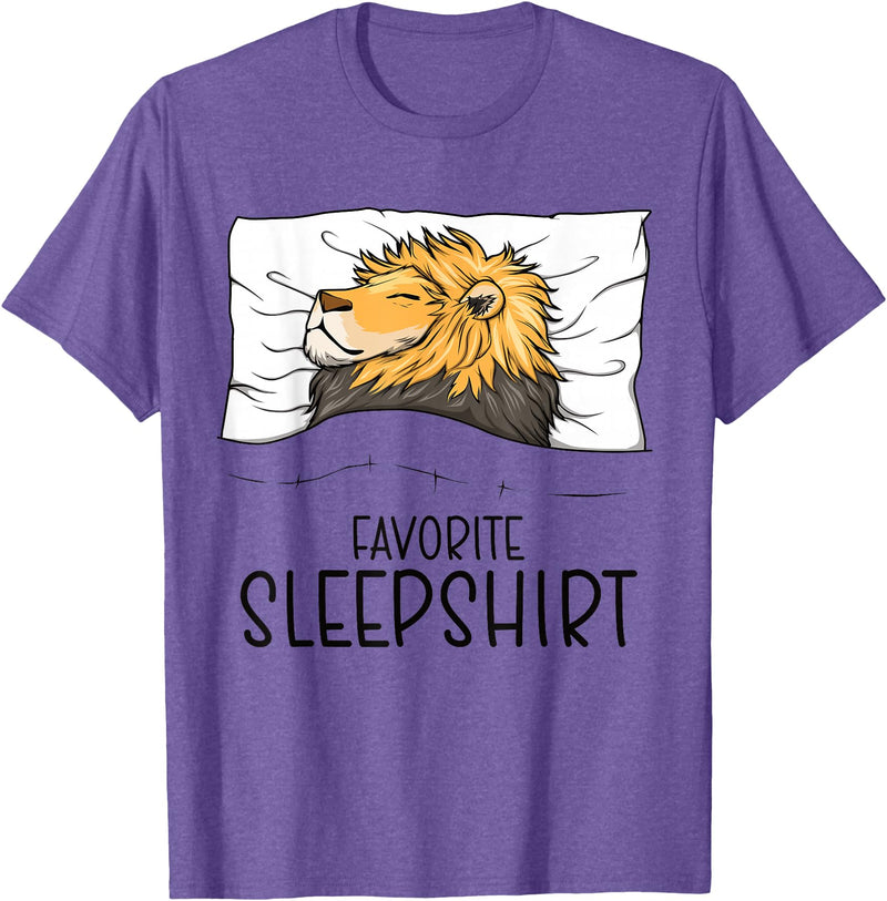 Sleeping & Napping Shirt Gifts For Nap Lovers Favorite Sleepshirt Lion, Napping Lion Pajama T-Shirt - Purple Heather