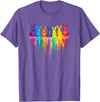 Vibrant Rainbow Bunnies Dripping Colors Easter T-Shirt in Purple Heather
