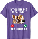Guinea Pig Lover Apparel Furry Potato Pets My Guinea Pig Calls and I Must Go T-Shirt - Purple Heather