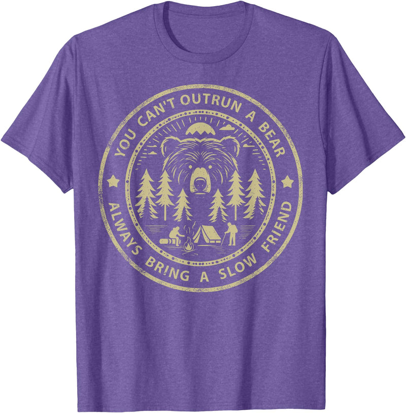 Funny Jokes And Cute Pun Designs You Can't Outrun A Bear T-Shirt - Purple Heather