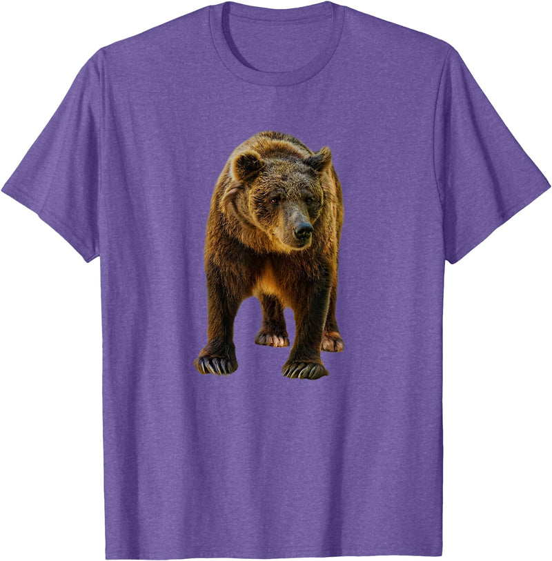 Bear Tees Grizzly Bear Vintage Graphic T-Shirt T-Shirt - Purple Heather