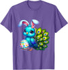Funny Easter Peacock Lover Egg Eggs Bunny Rabbit Men Women T-Shirt in Purple Heather
