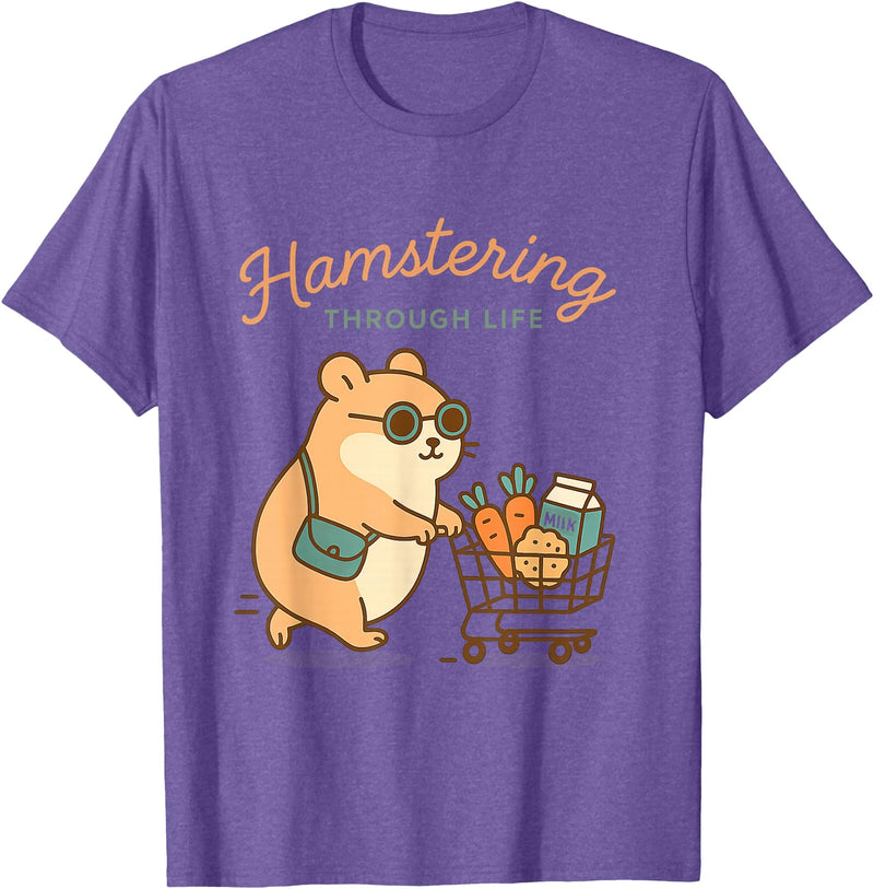 Hamstering Through Life Cute Hamster Tee - Hamster Owner T-Shirt - Purple Heather