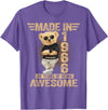 Vintage 60th Birthday 2026 Gifts Men Women 1966 60 Year Old Made in 1966 Teddy Bear 60th Birthday Men Women T-Shirt - Purple Heather