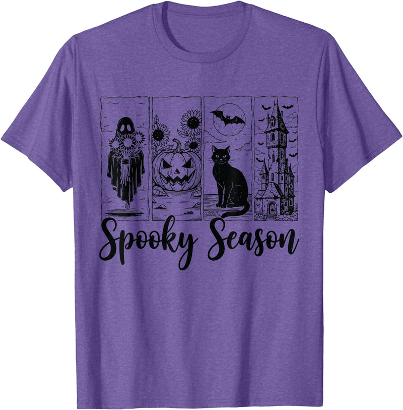 Halloween Spooky Tee Vintage Halloween Horror Spooky Season T-Shirt - Purple Heather