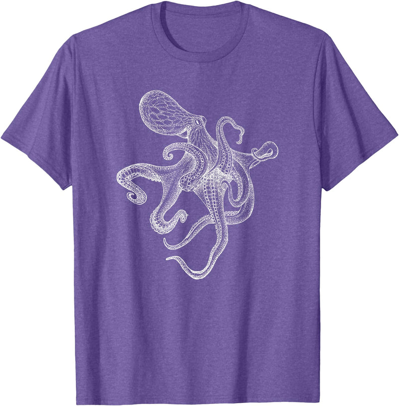 Threadrock Octopus Ocean Marine Fish Lover T-Shirt - Purple Heather