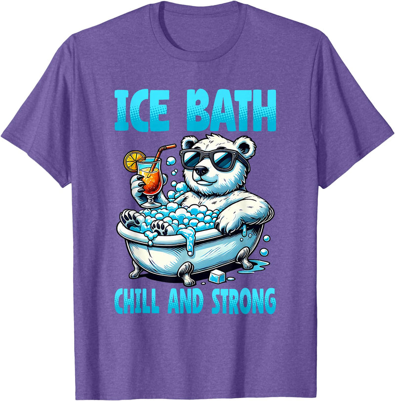 Ice Bath Cold Plunge Polar Bear Recovery Gym Tub Ice Bath Chill and Strong Cold Plunge Recovery Polar Bear T-Shirt - Purple Heather