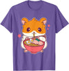 Cute Hamster Eating Ramen Hamster Lovers T-Shirt - Purple Heather