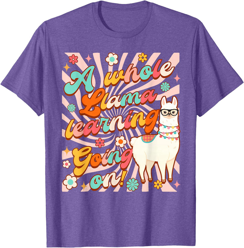Llama Alpaca Whole Llama Learning Going On Llama Alpaca Teacher Teaching Whole Llama Learning Going On T-Shirt - Purple Heather
