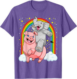 GoshWow Elephant Riding Pig Funny And Magical Elephant Pig Pun T-Shirt - Purple Heather