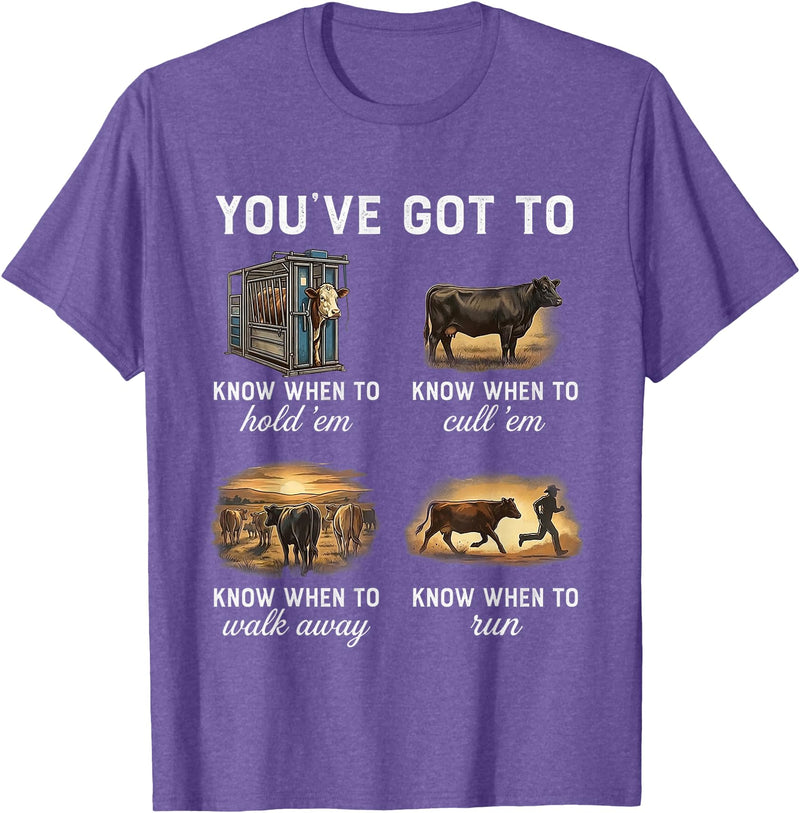 You've Got To Know When To Hold'em Funny Cow Tee You've Got to Know When to Hold'em Retro Vintage Funny Cow T-Shirt - Purple