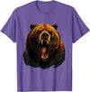 Forest Animal Art Bear Portrait Art Work Wildlife Animal Lovers Forest Motif T-Shirt - Purple Heather
