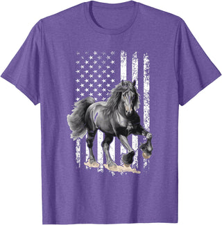 Friesian Design USA Flag Horse Relax it´s a Friesian T-Shirt - Purple Heather