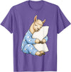 Funny Sleepy Llama Animal Lovers Pajama Llama Sleeping in Cute Pajamas Sleep T-Shirt - Purple Heather