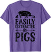 Piggy Squad Co Pig Easily Distracted By Pigs Funny Farmer Farm Animal Lover T-Shirt - Purple Heather