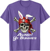 Funny Pirate Skull and Crossbones Avast Ye Bunnies Easter T-Shirt in Purple Heather