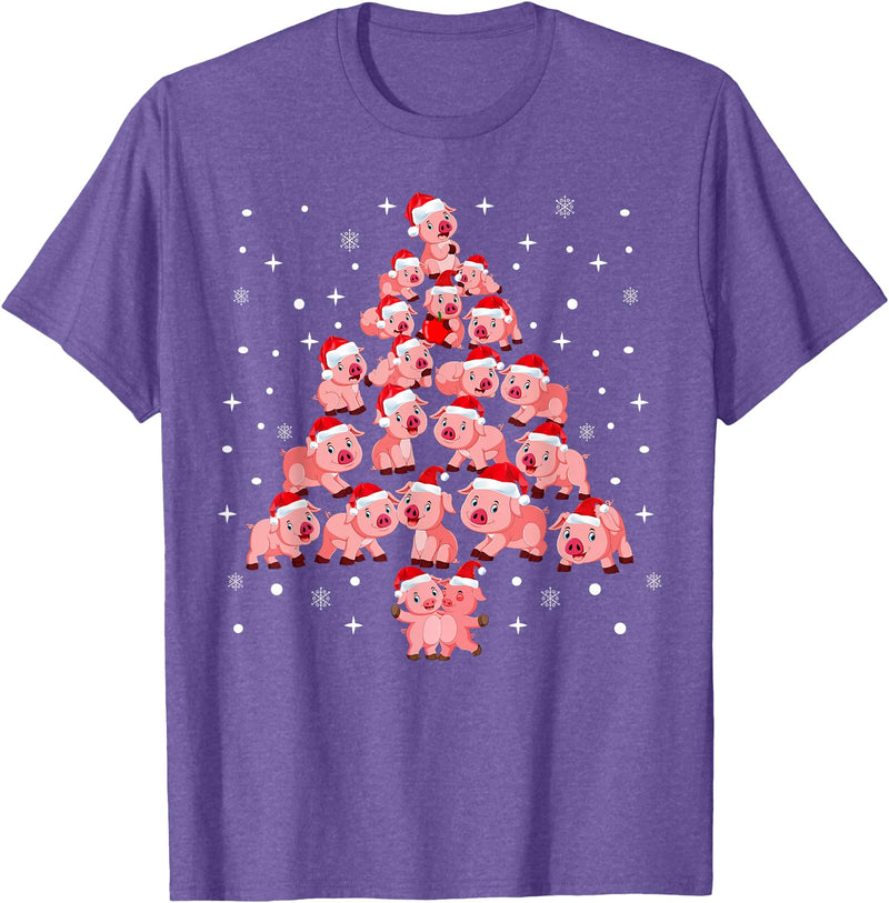 Pig Christmas Tree Funny Xmas Gifts Apparel Pig Christmas Tree Funny Pig Lover Gift Idea for Xmas Tree T-Shirt - Purple Heather