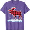 Moose Buffalo Lover Gift Co. Moose Red Buffalo Plaid Matching Pajama Family T-Shirt - Purple Heather