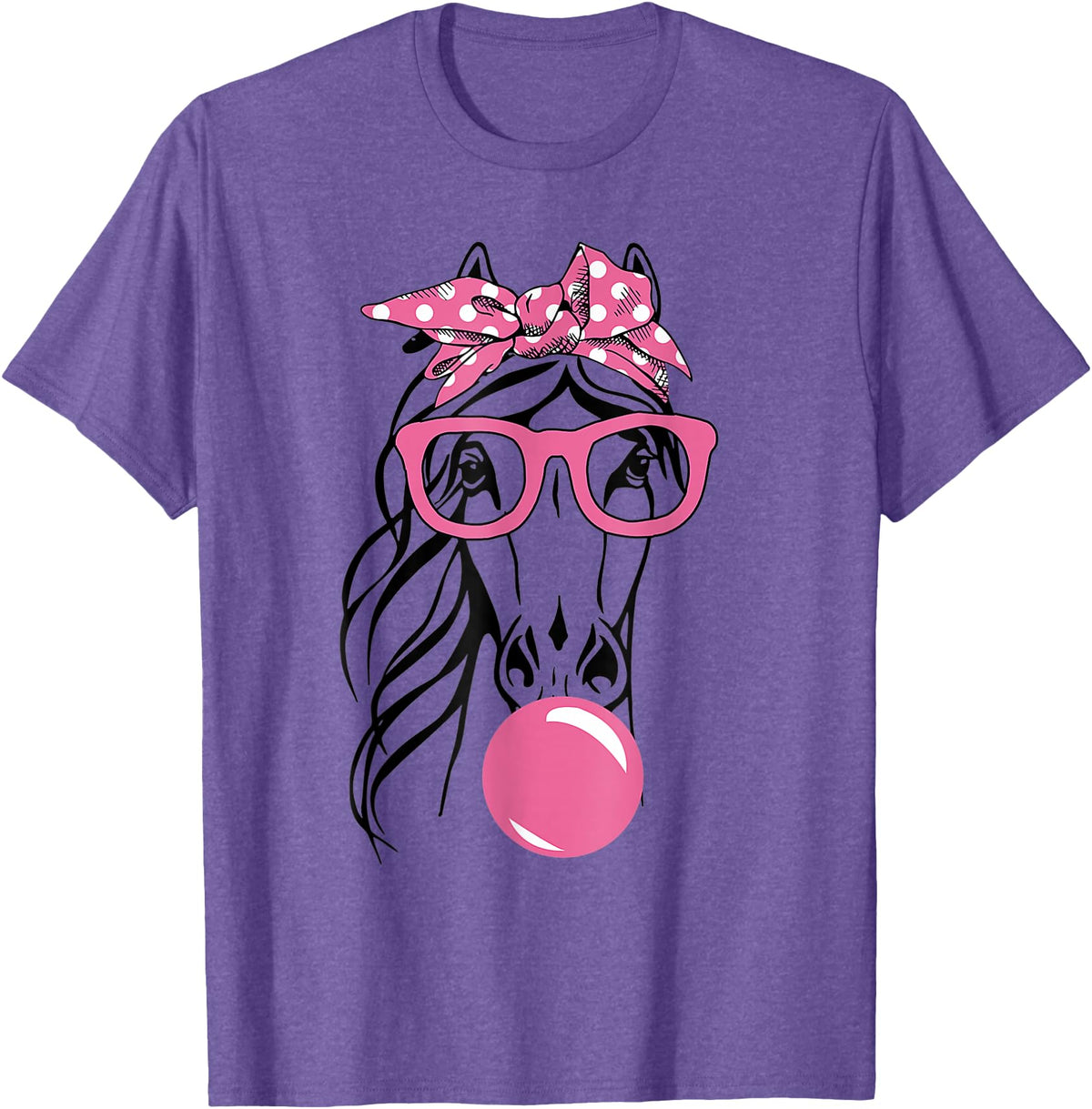 Funny Horses Lover Ladies Cute Horse Bandana Headband Glasses T-Shirt - Purple Heather