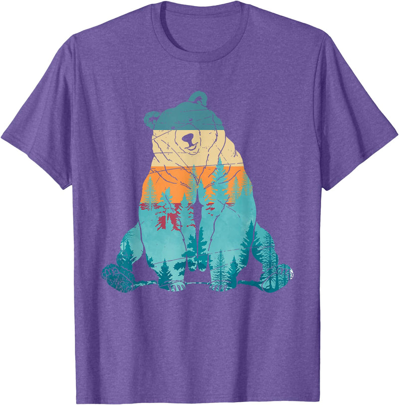 Forest Animal Outdoor Nature Bears Gift Grizzly Bear Animal of the Forest Nature Brown Bear Retro Brown Bear T-Shirt - Purple Heather