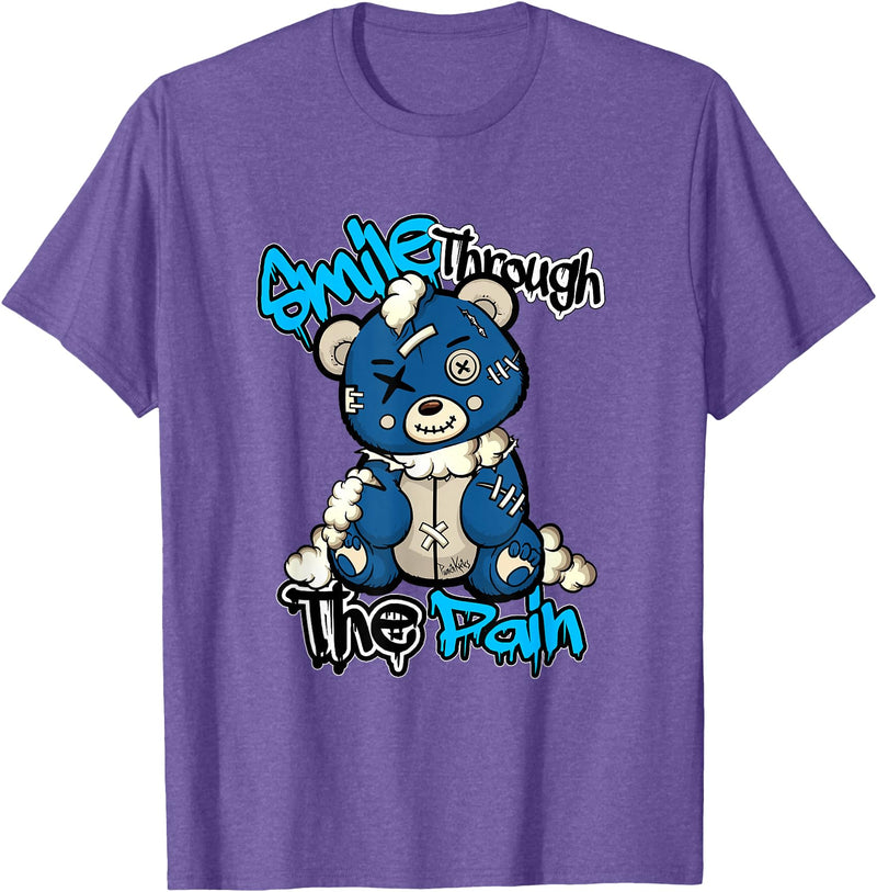Funny Bear Smile Smile Through The Pain Teddy Bear Streetwear Sneaker Lovers T-Shirt - Purple Heather